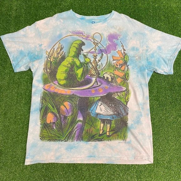 No brand / Not sure Other - Liquid Blue Tie Dye Alice in Wonderland Caterpillar smoking Shirt XL X large men